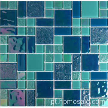 Tiles de mosaico de vidro azul misturado